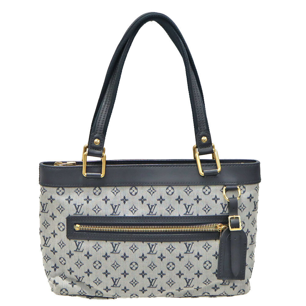 Louis Vuitton Rouche Handbag Gray Black Leather Canvas